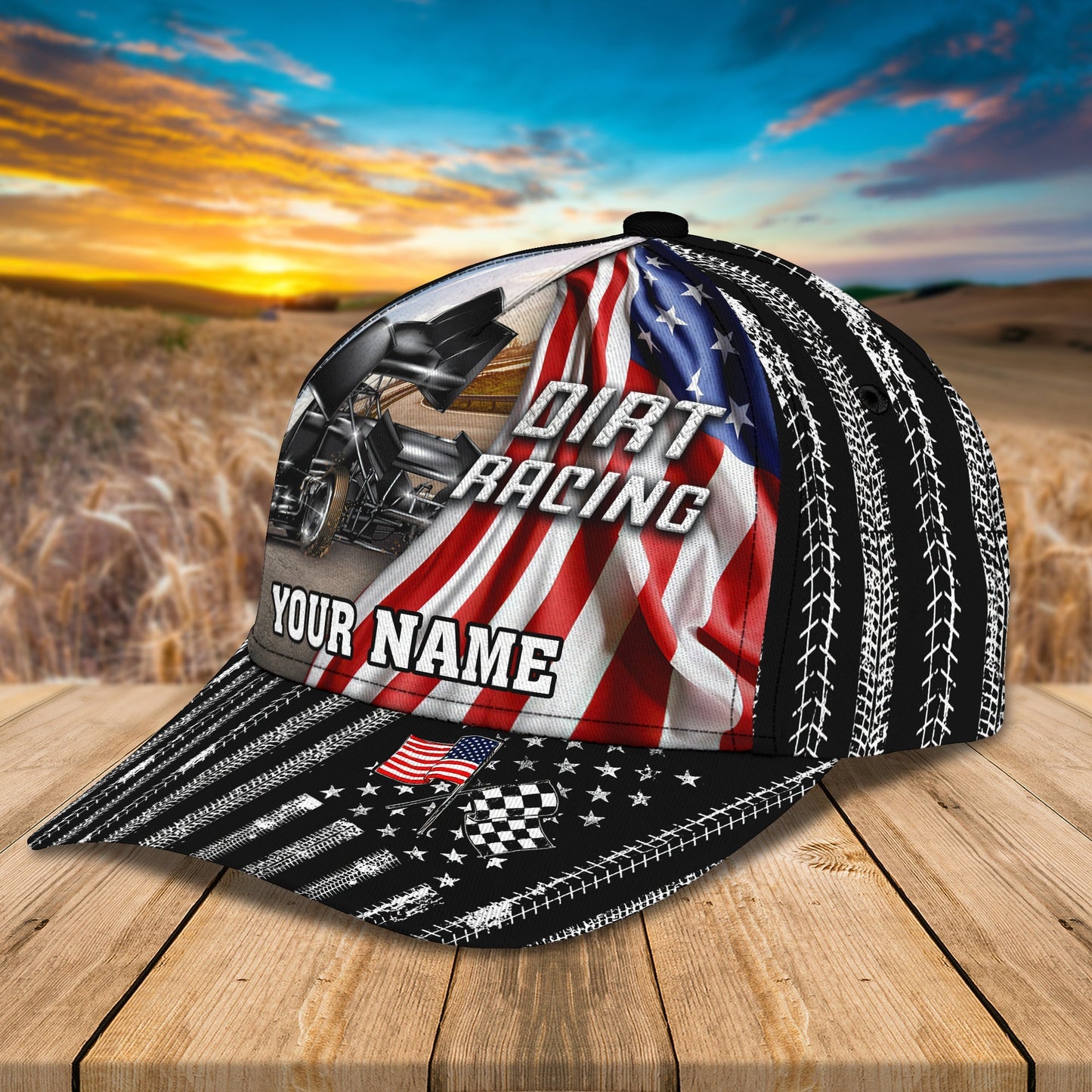 3D Classic Cap Dirt Racing 4 Personalized Name Cap Lasfour CA1002