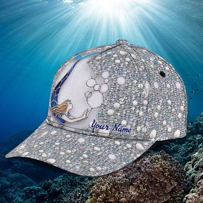 3D Classic Cap Mermaid 01 Personalized Name Cap Lasfour CA1381