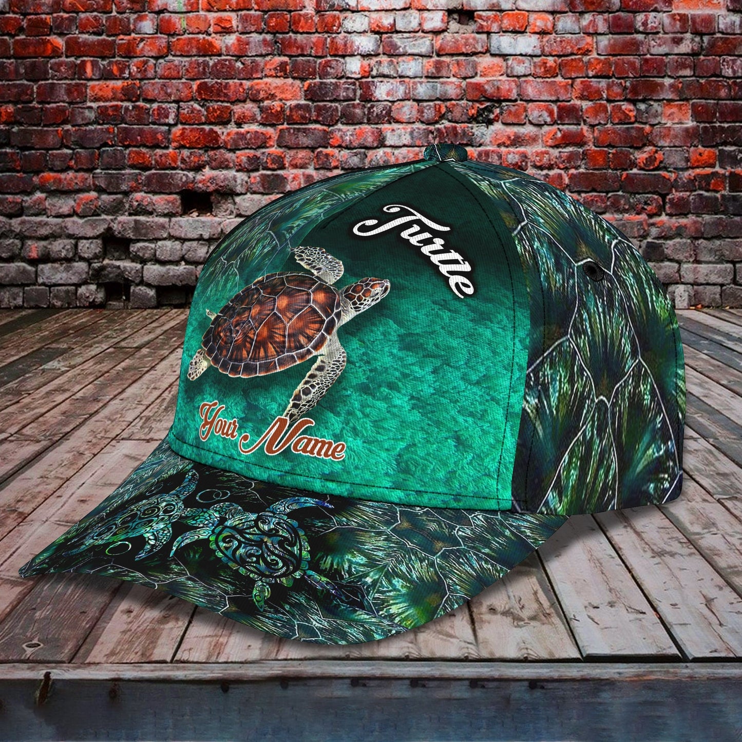 3D Classic Cap Turtle Personalized Name Cap 44 Lasfour CA0905