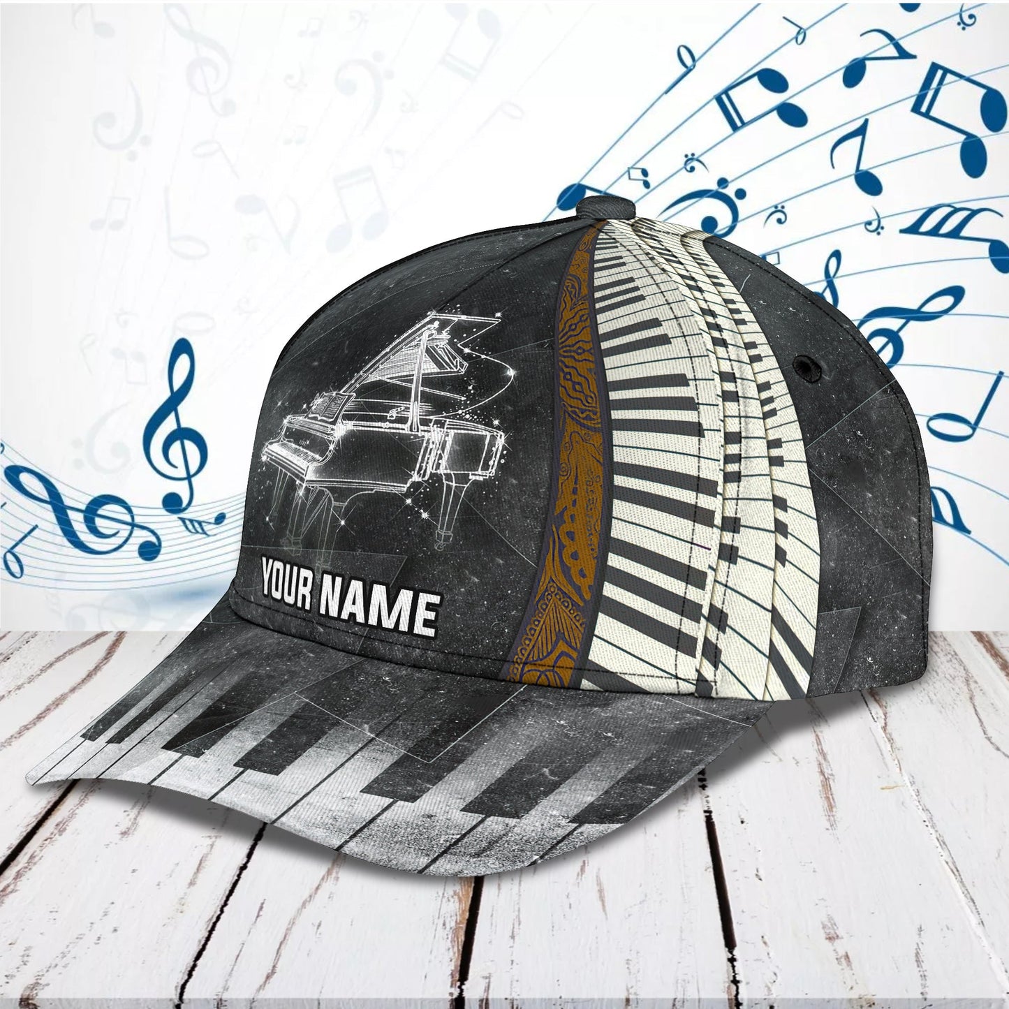 3D Classic Cap Piano Washed Personalized Name Cap 43 Lasfour CA1124