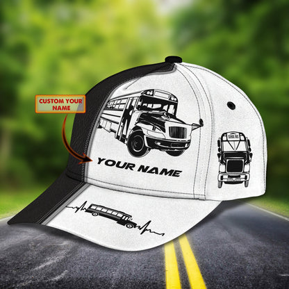3D Classic Cap School Bus1 Personalized Name Cap Lasfour CA1663