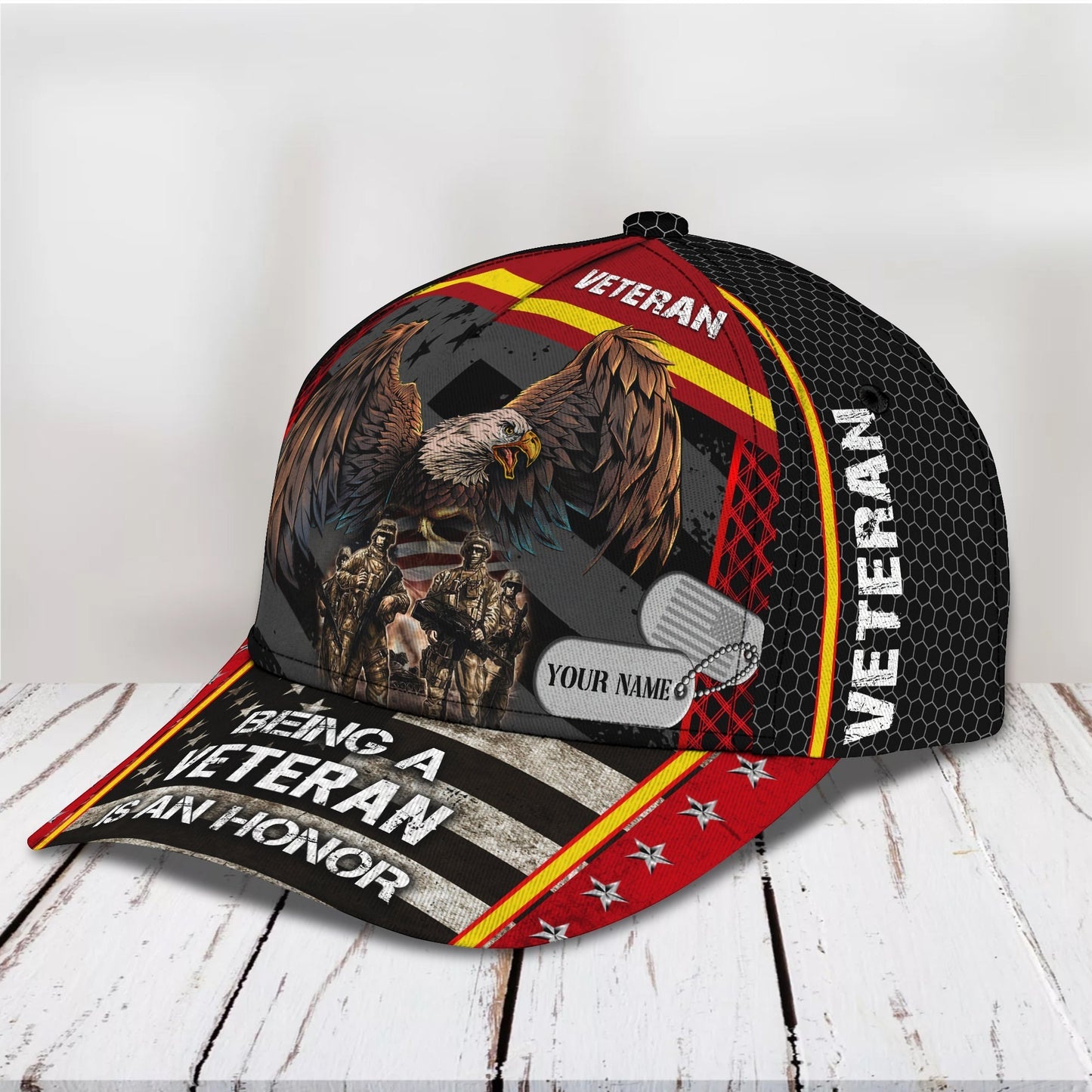 3D Classic Cap Veteran 0201 Personalized Name Cap Lasfour CA2117