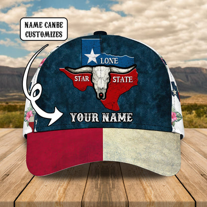 3D Classic Cap Texas 2 Personalized Name Cap Lasfour CA0649