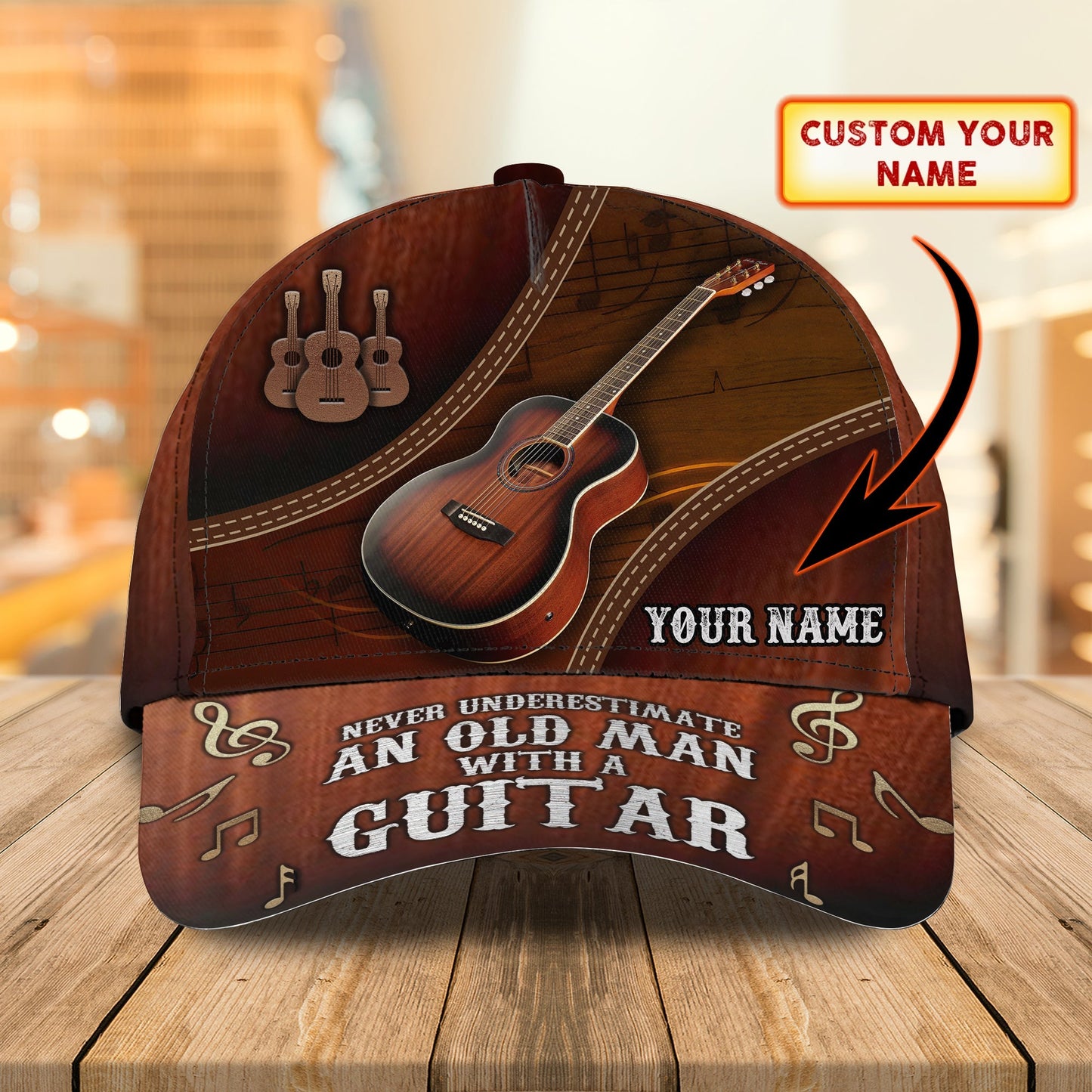 3D Classic Cap Guitar 03 Personalized Name Cap Lasfour CA1455