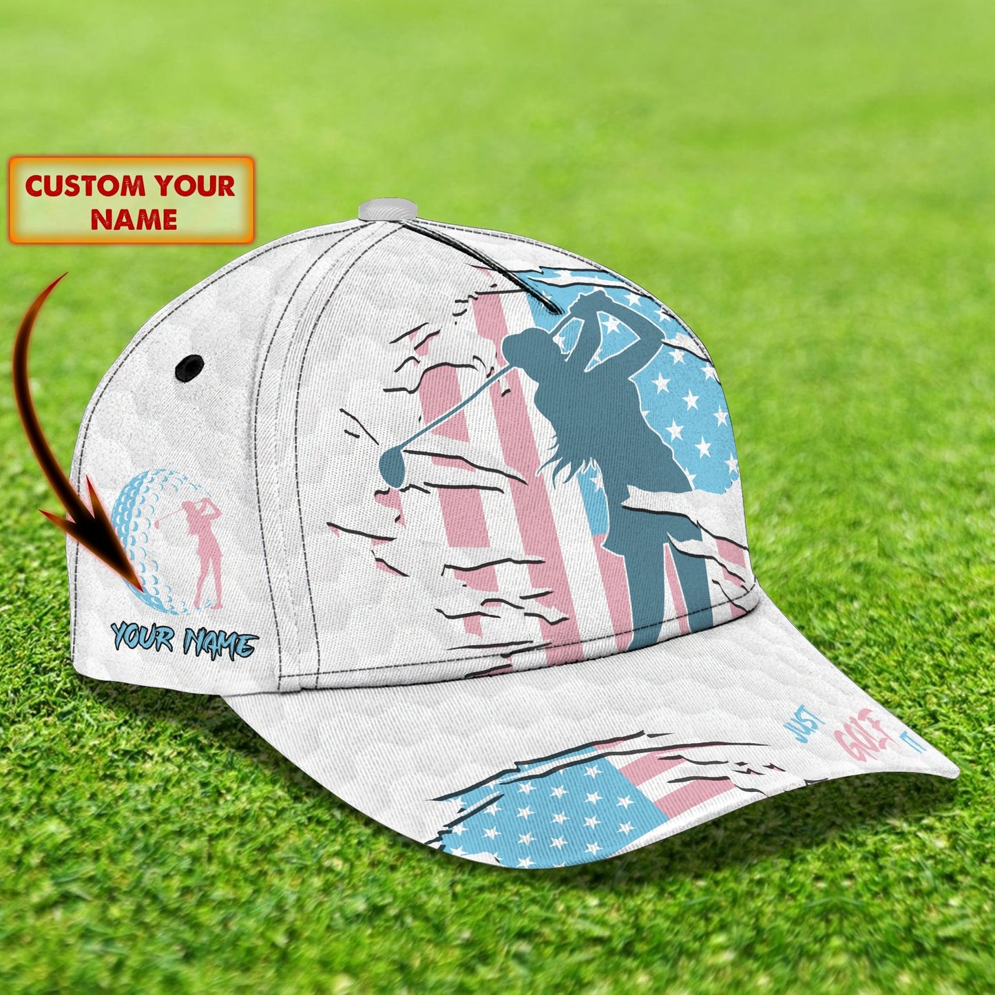 3D Classic Cap Girl Golf Personalized Name Cap001 Lasfour CA0765