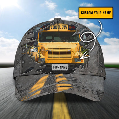 3D Classic Cap School Bus Driver Personalized Name Cap Lasfour CA0707
