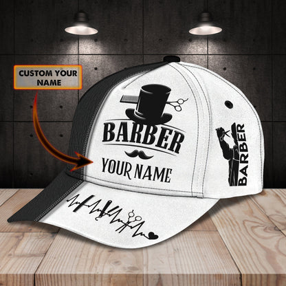 3D Classic Cap Barber2 Personalized Name Cap Lasfour CA0916