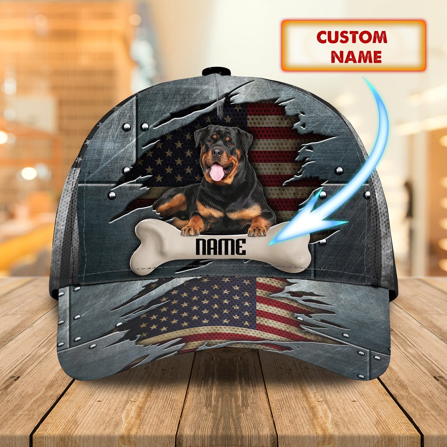 3D Classic Cap Rottweiler Personalized Name Cap Lasfour CA0992