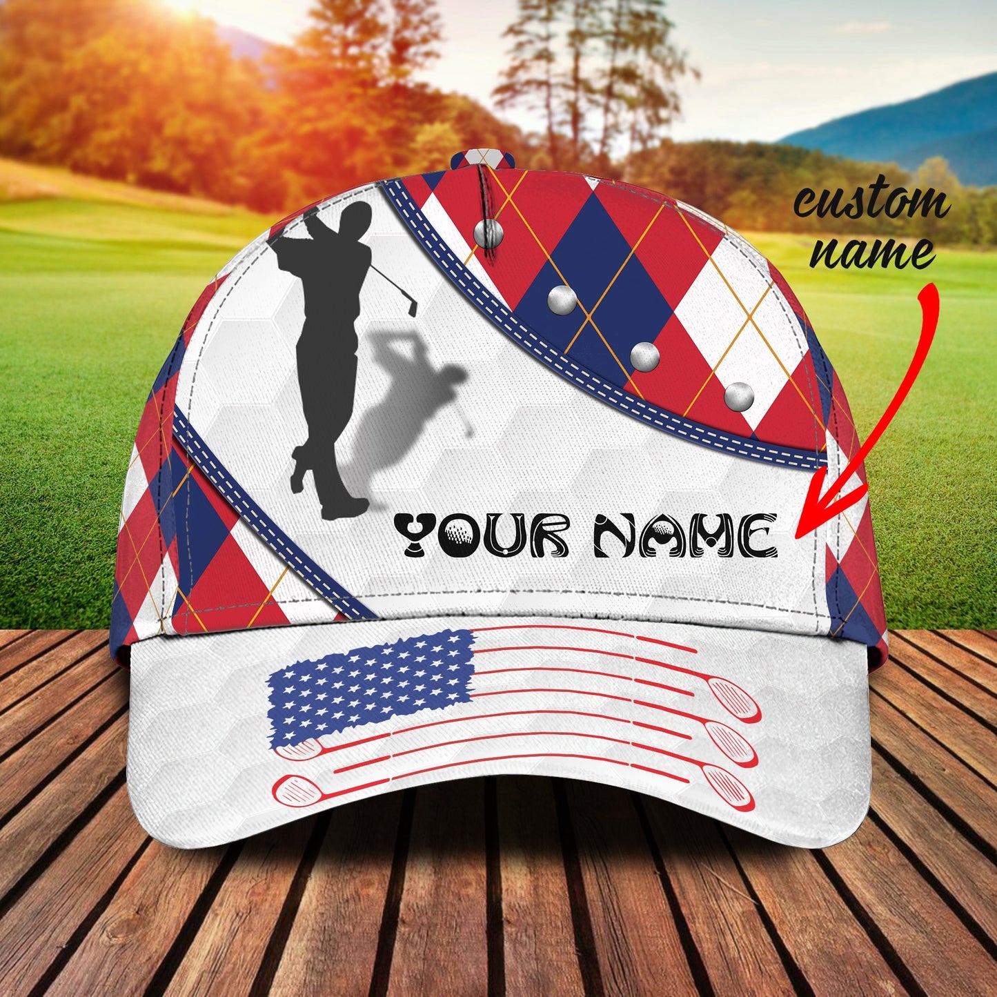 3D Classic Cap Golf 2 Personalized Name Cap Lasfour CA2352