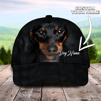 3D Classic Cap Dachshund Personalized Name Cap Lasfour CA2004