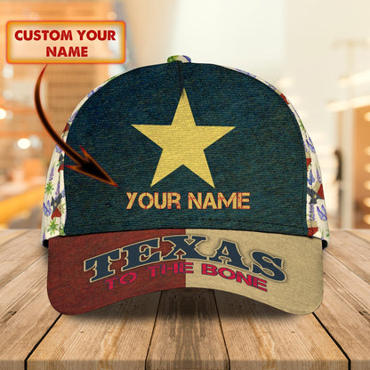 3D Classic Cap Texas Flag Personalized Name Cap Lasfour CA0691