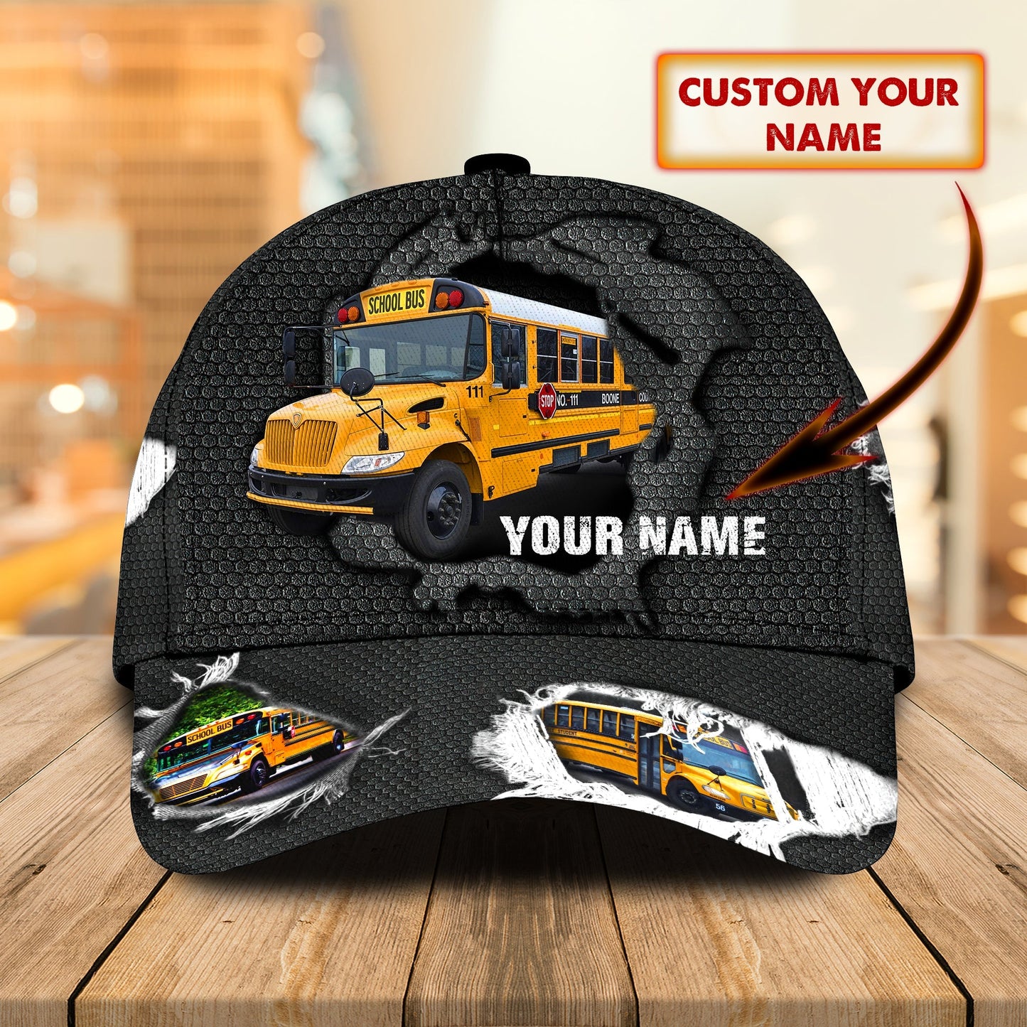 3D Classic Cap Bus Driver 12 Personalized Name Cap Lasfour CA0682