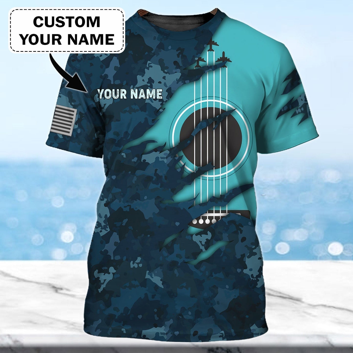 Never Underestimate An Air Force Veteran With A Guitar 3D T Shirt, Sublimation Shirts For Guitar Lovers TO0621