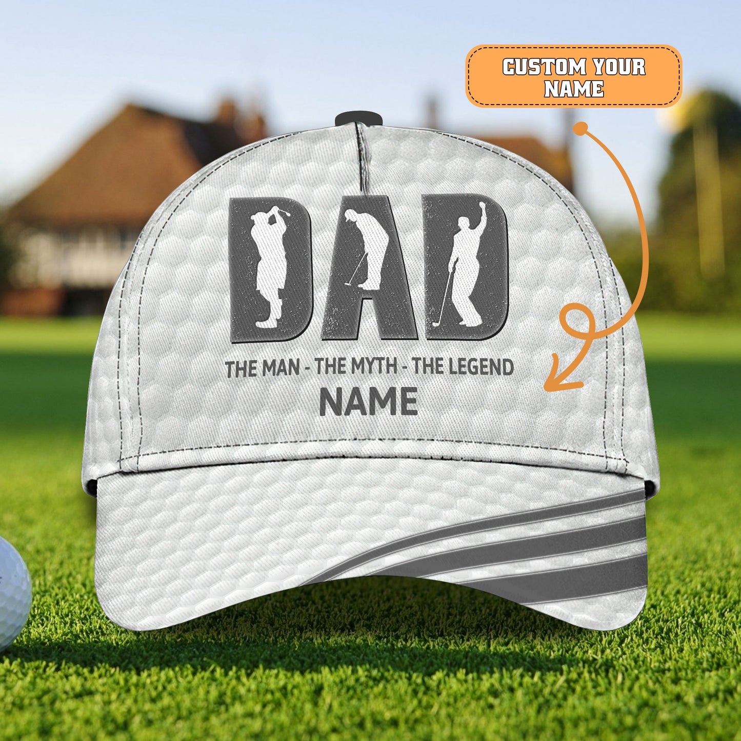 3D Classic Cap Golf Dad Personalized Name Cap Lasfour CA0718
