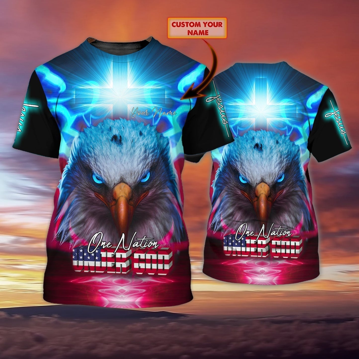 Custom Name One Nation Under God T Shirt Gift For Christian T Shirt TO1451