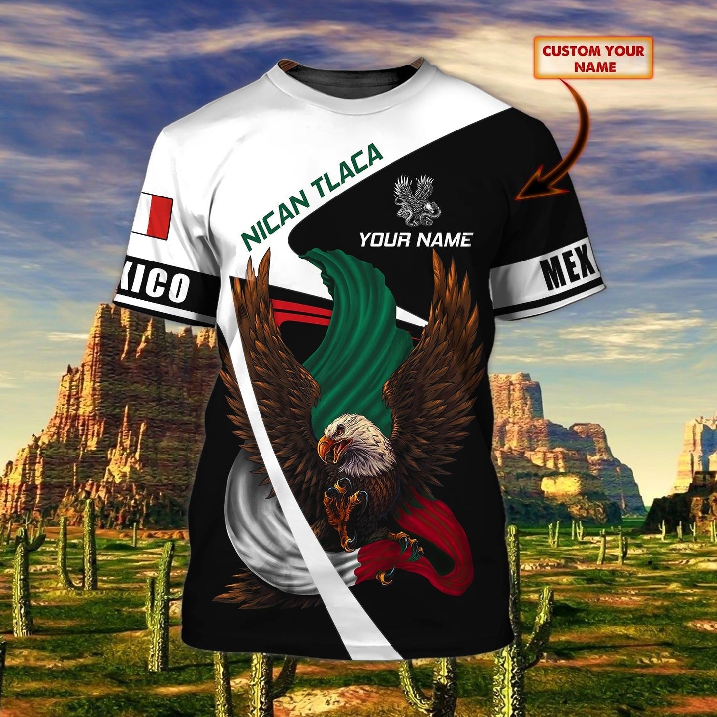 Mexico Shirt, Nican Tlaca Personalized Name 3D Mexican T Shirt TO0835