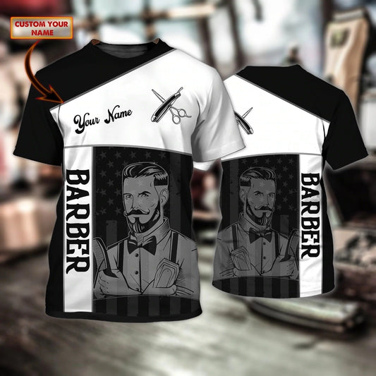 Custom With Name 3D Full Printed Barber Tshirt, Gift For Young Barber Man, Gift For A Professional Barber TO0657