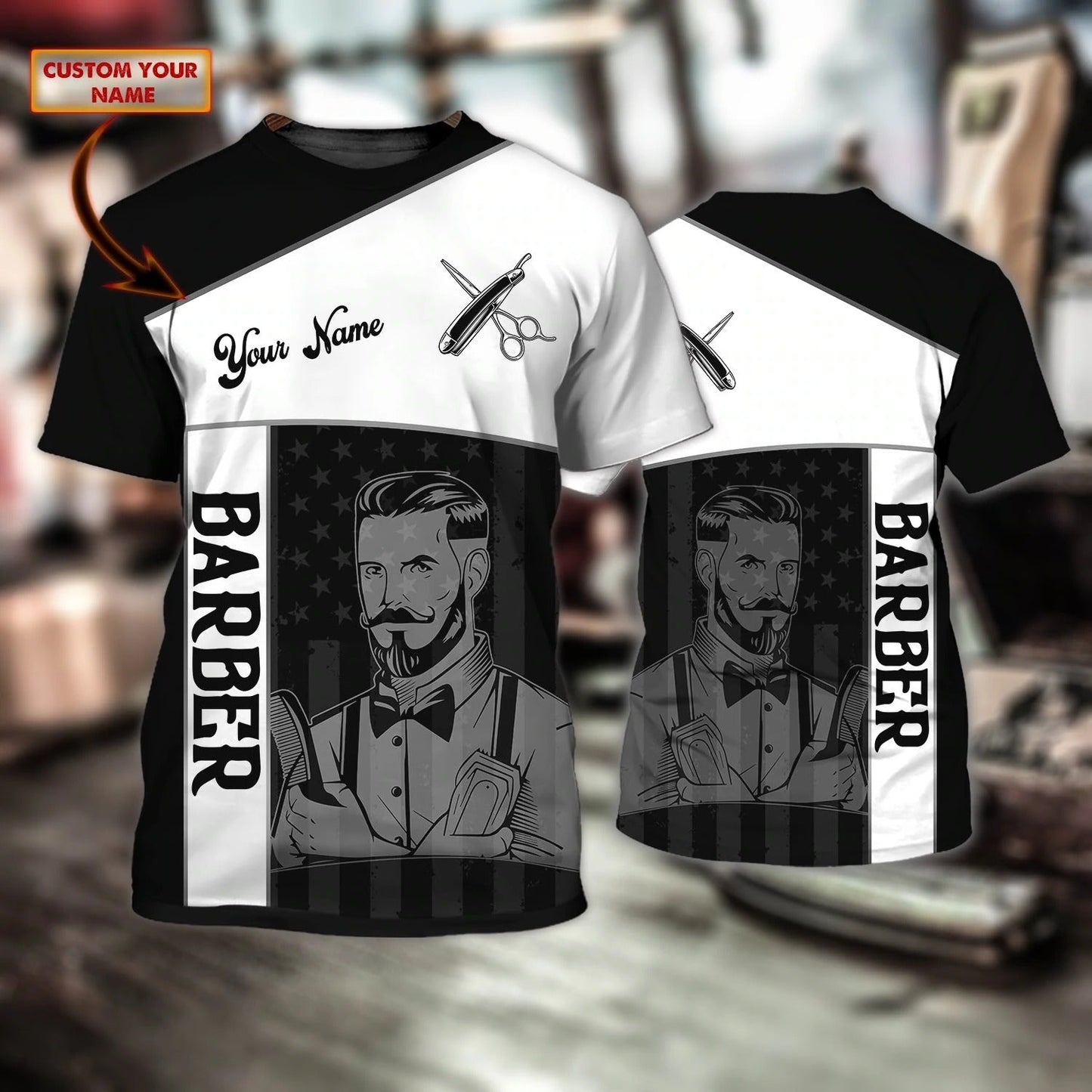 Personalized Skull Barber Tshirt, 3D Full Printed Barber Skull Shirts For Him, Gift To Barber Man TO0656