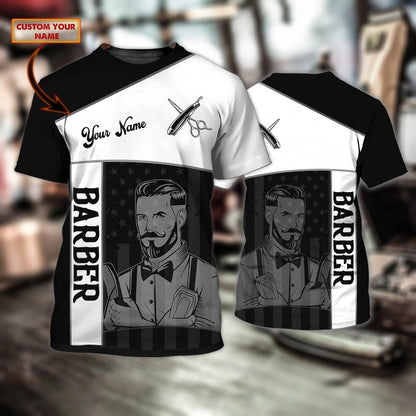 Personalized Skull Barber Tshirt, 3D Full Printed Barber Skull Shirts For Him, Gift To Barber Man TO0656
