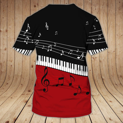 Personalized Black And Red 3D Love Piano Shirt Brithday Gift For Pianist TO1859