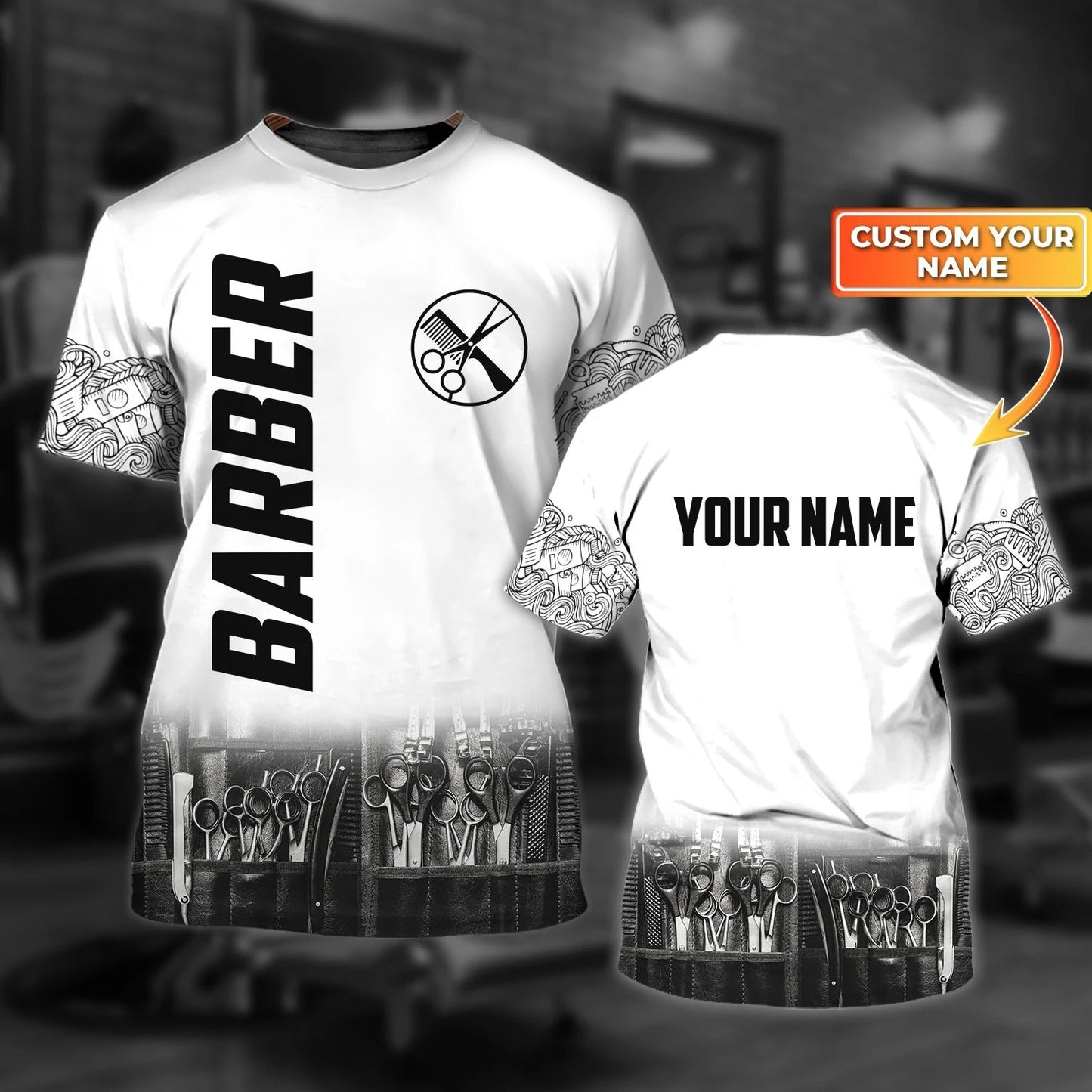 Personalized Skull Shirt For Barber, Being A Barber Man 3D Tshirt, Barber Shirts With Leather Pattern TO0665