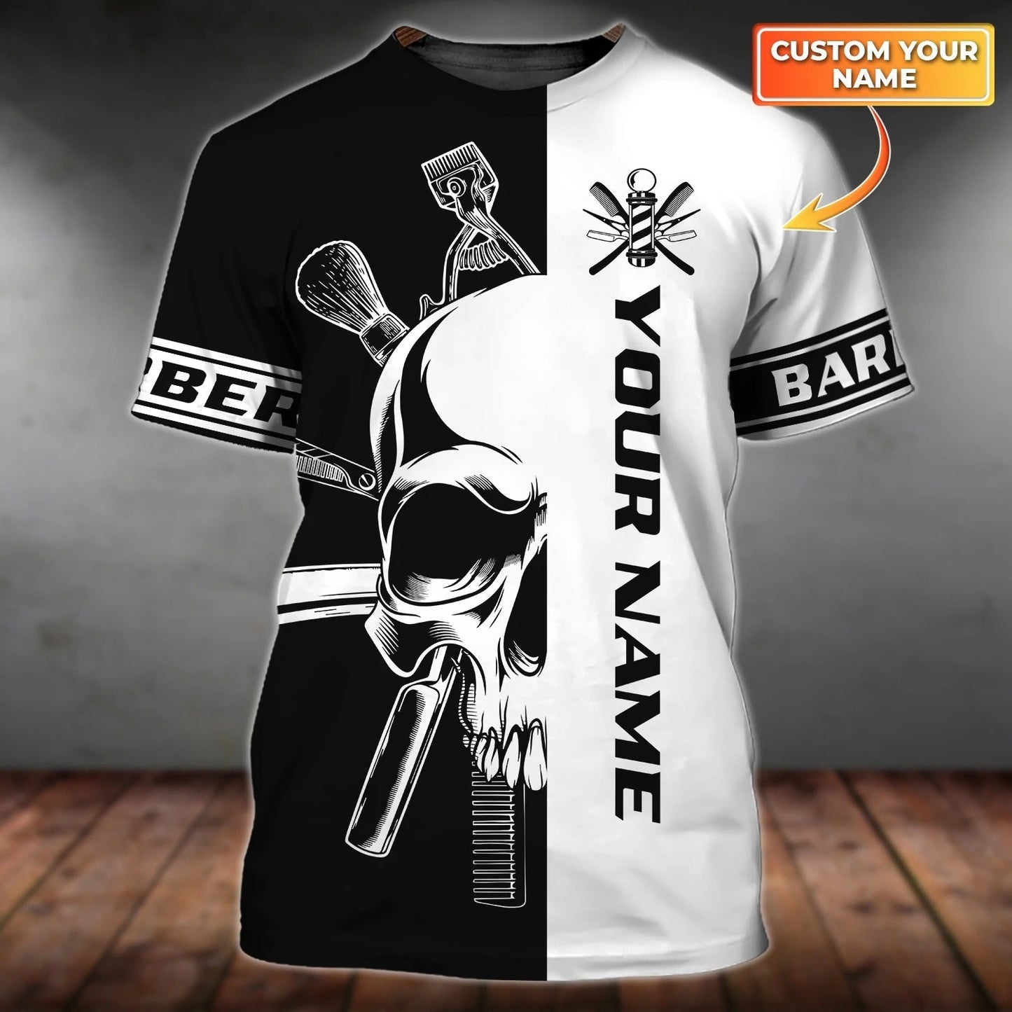 Personalized Skull Shirt For Barber, Being A Barber Man 3D Tshirt, Barber Shirts With Leather Pattern TO0665