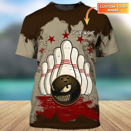 Personalized 3D All Over Print Bowling Smile Tshirt, Vintage Bowling Shirt, Funny Bowling Tshirt TO0757