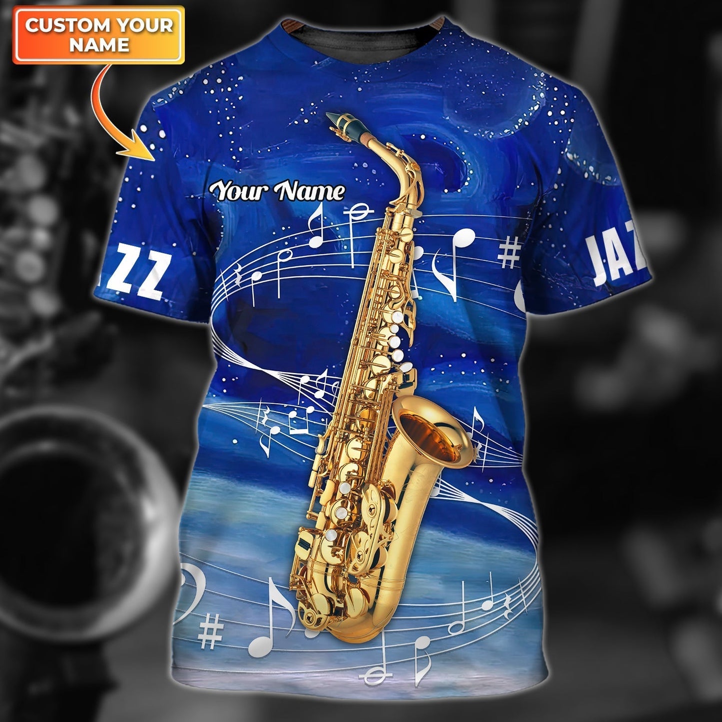 Custom Blue Saxophone 3D T Shirt Men Women, Present To Musican Saxophone Team Uniform TO1788