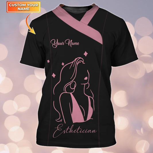 Personalized 3D Esthetician Black Tshirt TO1871