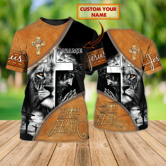Personalized Faith Over Fear T Shirt Jesus Lion T Shirt Gift For Christian T Shirt TO1440