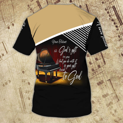 Customized 3D All Over Print Piano T Shirt For Him Her, Love Piano Shirts, Sumlimation Piano On Tshirt TO0730