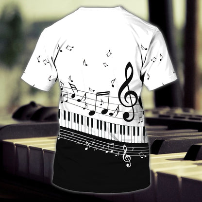Personalized White 3D Shirt With Piano, Sublimation Shirt For Piano Lover TO0609