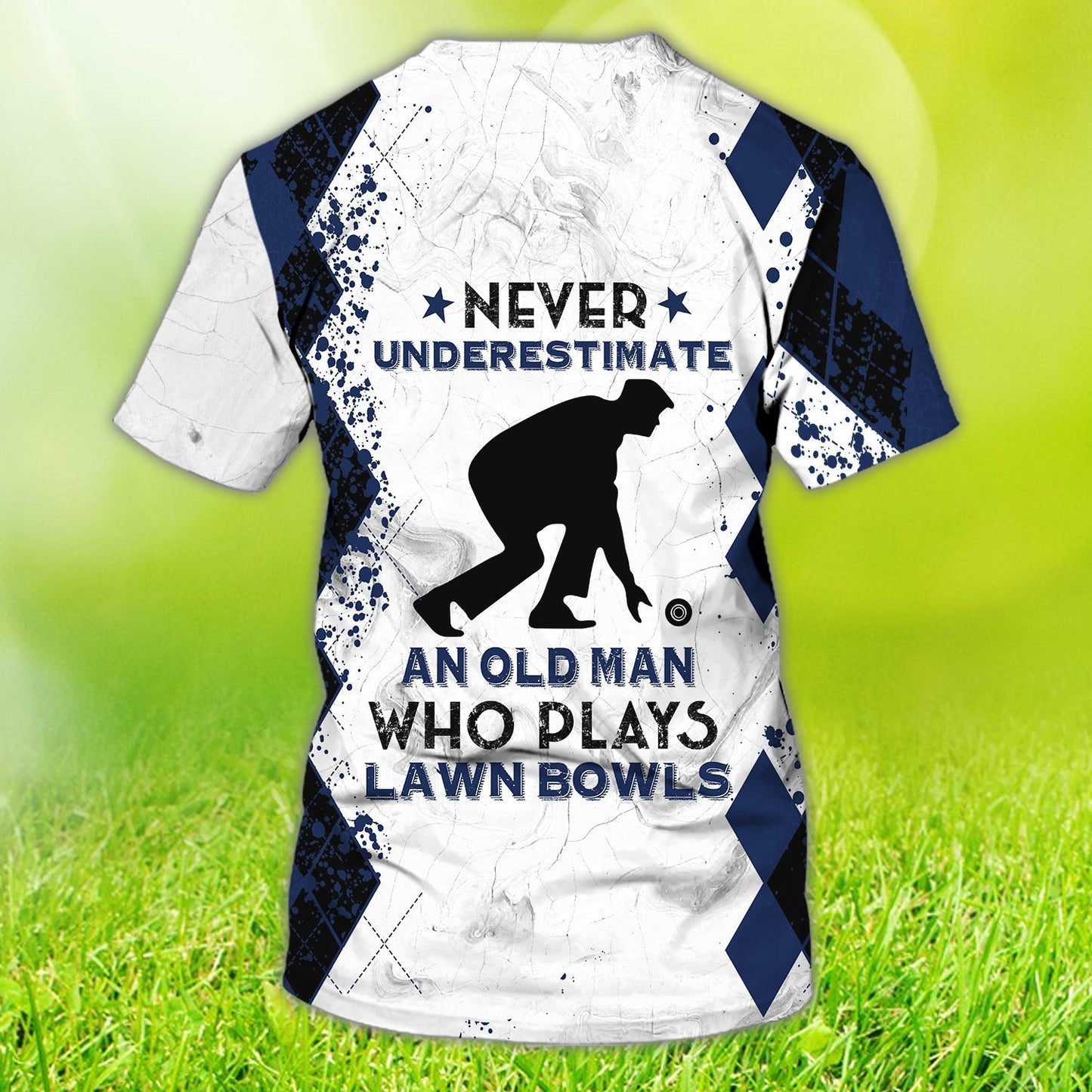 Personalized Old Man Plays Lawn Bowls Blue Navy 3D All Over Printed Shirt Lawn Bowl Gift TO1248