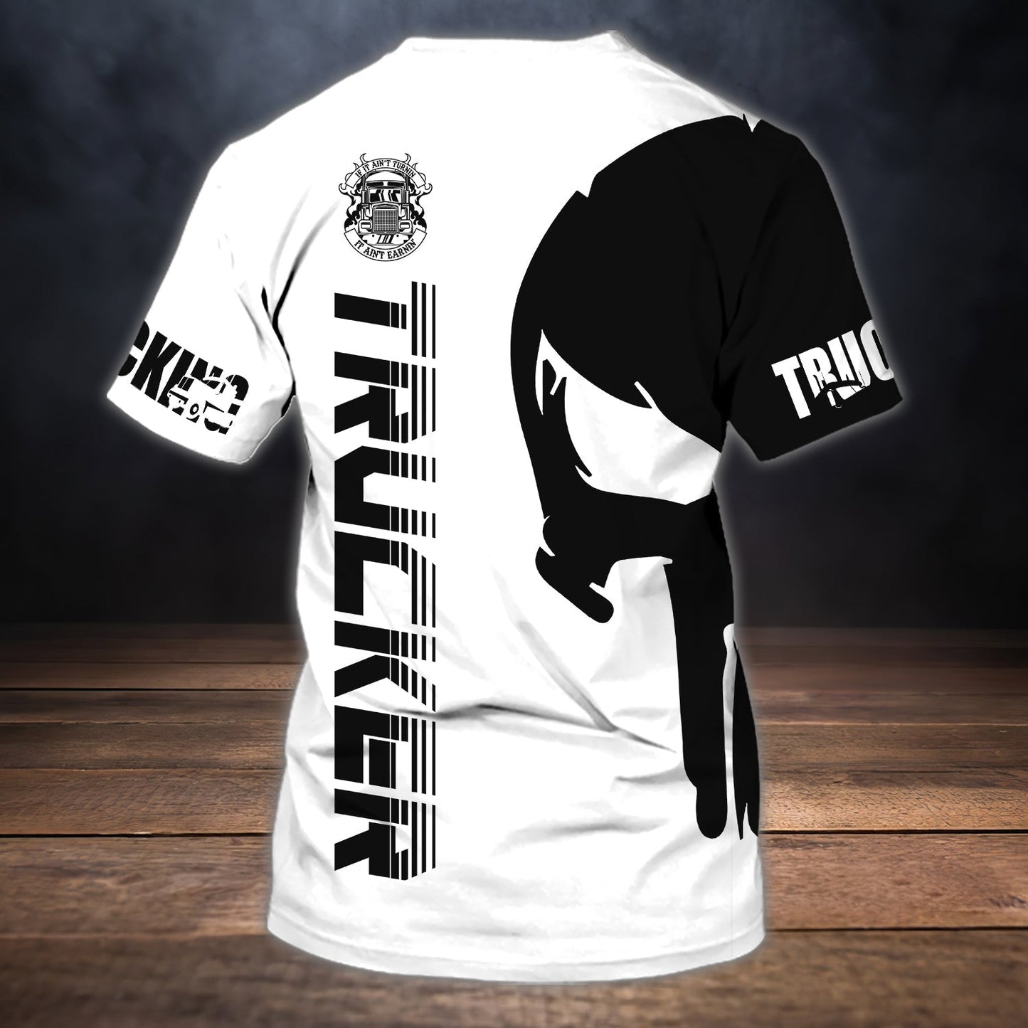 Custom Black And White Skull Trucker T Shirt Trucking Driver Love Shirts TO1704