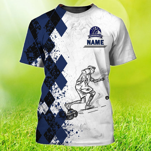 Personalized Old Man Plays Lawn Bowls Blue Navy 3D All Over Printed Shirt Lawn Bowl Gift TO1248