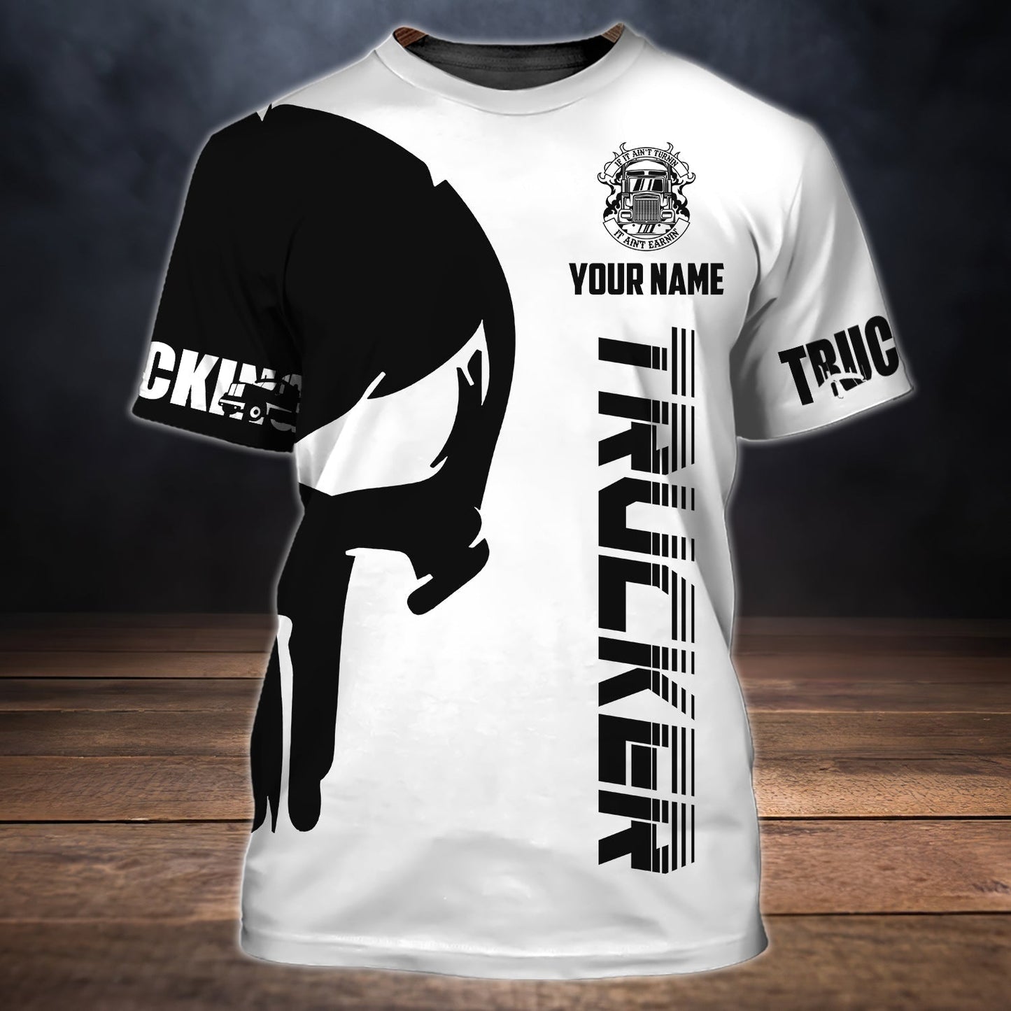 Custom Black And White Skull Trucker T Shirt Trucking Driver Love Shirts TO1704
