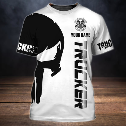 Custom Black And White Skull Trucker T Shirt Trucking Driver Love Shirts TO1704