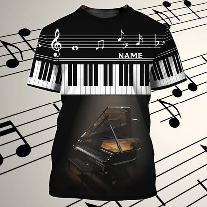 Personalized 3D All Over Print Piano Shirt With Black Piano Background, Gift For Piano Lovers TO0608