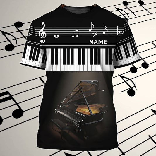 Personalized 3D All Over Print Piano Shirt With Black Piano Background, Gift For Piano Lovers TO0608
