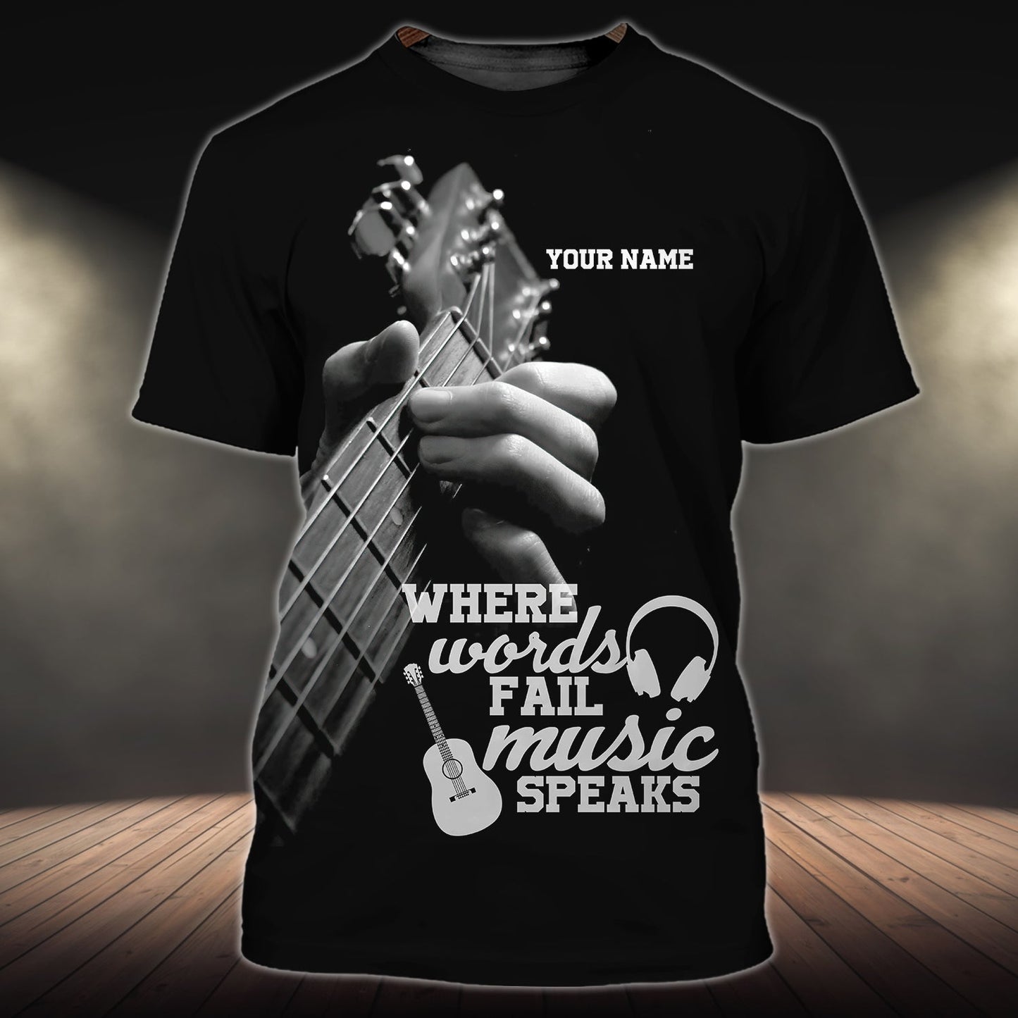 Custom 3D Tee Shirt For Musican, Where Words Fail Music Speak, Music T Shirts TO0616