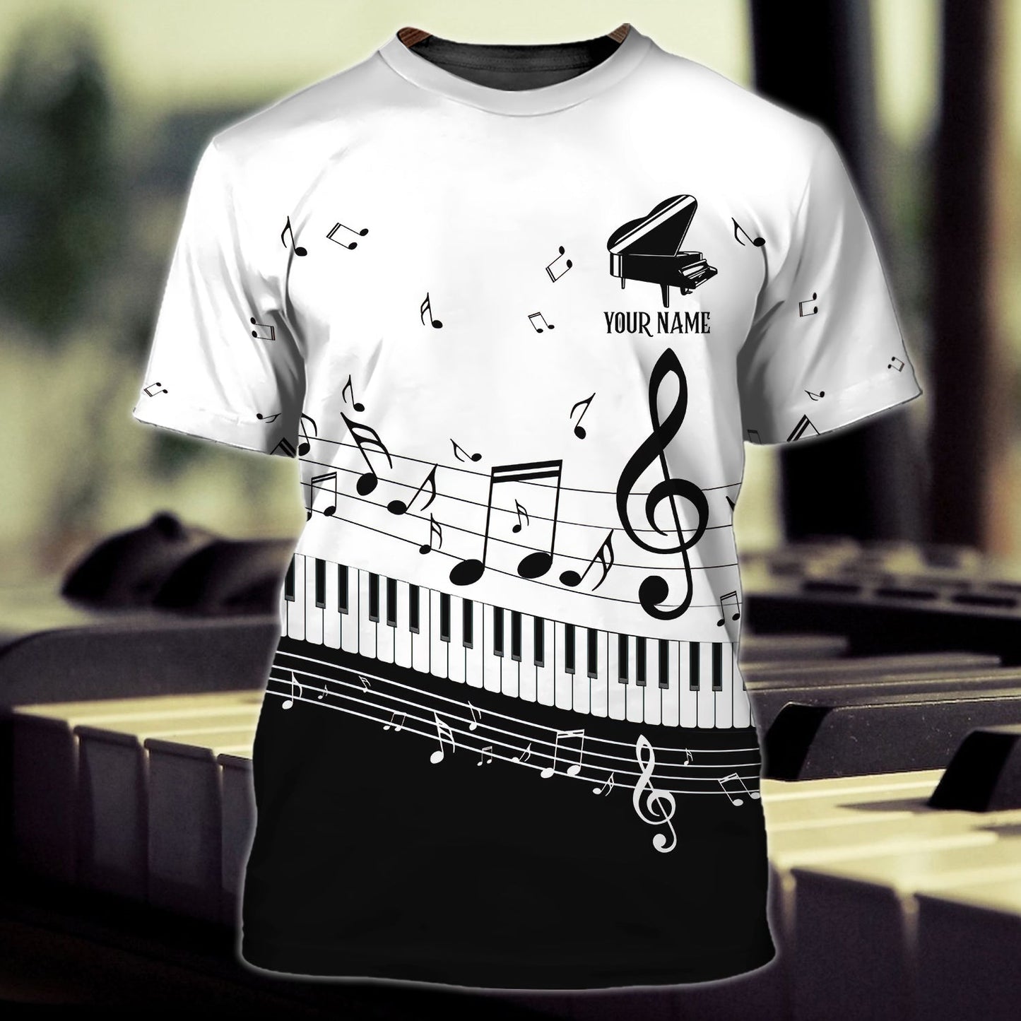 Personalized White 3D Shirt With Piano, Sublimation Shirt For Piano Lover TO0609