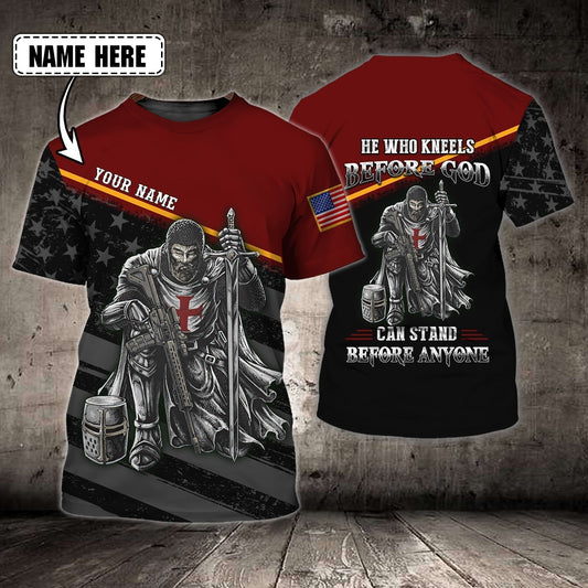 Personalized Knight Templar T Shirt Kneels Before God T Shirt Gift For Christian T Shirt TO1465
