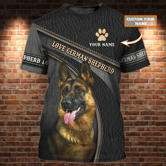 Personalized Black German Shepherd Tshirt, 3D All Over Printed German Shepherd On Shirt, Dog Tshirt TO0714