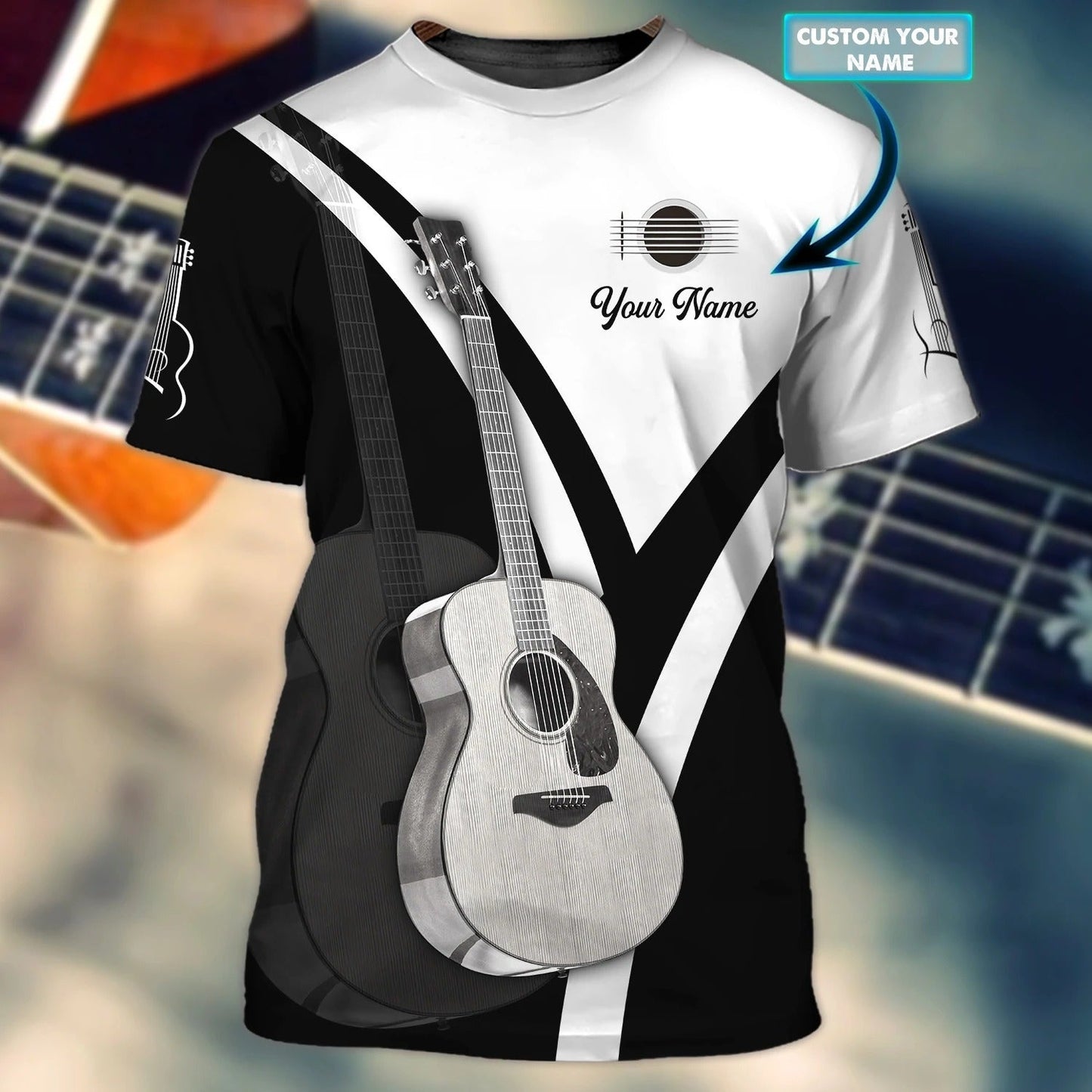 Custom 3D Full Printed Guitar Tshirt, 3D Shirt For Guitar Men, Gift To Guitarist Friends, Guitar Shirt TO0709