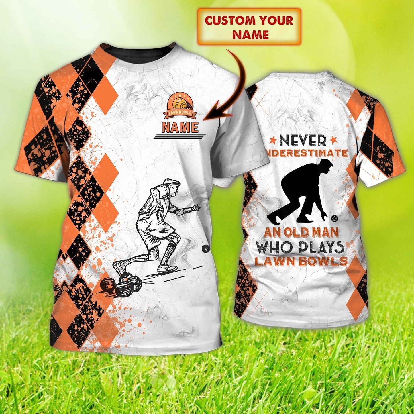 Custom Old Man Plays Lawn Bowls T Shirt TO1242