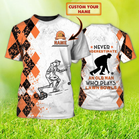 Custom Old Man Plays Lawn Bowls T Shirt TO1242
