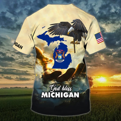 Personalized God Bless Michigan T Shirt Michigan Shirt Gift For Christian Michigan Shirts TO1443
