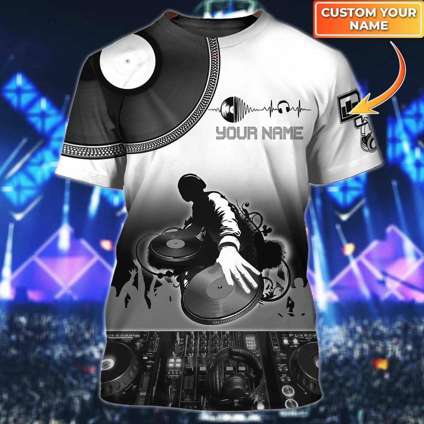Custom Name 3D Full Print Skull Disc Jockey Tee Shirt For Him, To My Dj Boy Shirt, Skull Shirt For Musican TO0049