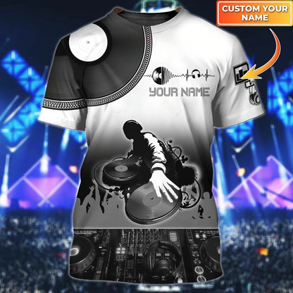 Custom Name 3D Full Print Skull Disc Jockey Tee Shirt For Him, To My Dj Boy Shirt, Skull Shirt For Musican TO0049