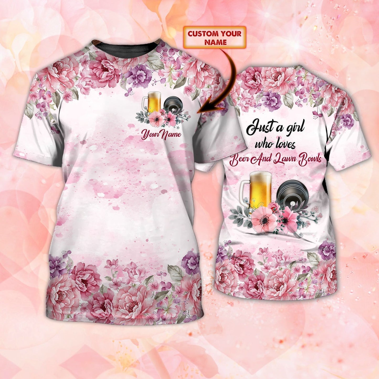 Personalized Love Bowls And Beer 3D Women Shirt Just A Girl Who Love Lawn Bowls T Shirt TO1252
